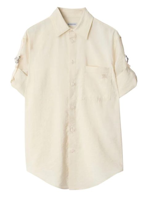 Burberry logo-embroidered silk shirt - White - zdjęcie produktu nr 1