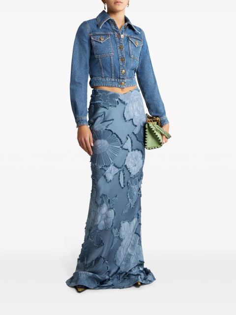 ETRO floral-jacquard maxi skirt - Blue