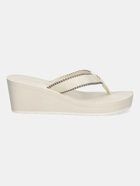 Tommy Hilfiger japonki WEDGE BEACH SANDAL damskie kolor beżowy na koturnie FW0FW08738 - zdjęcie produktu nr 2