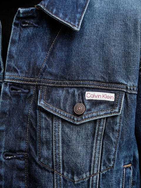 Calvin Klein Jeans kurtka jeansowa bawełniana kolor niebieski przejściowa LV047D838G