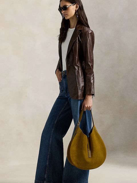 Polo Ralph Lauren torebka zamszowa kolor brązowy 428922881