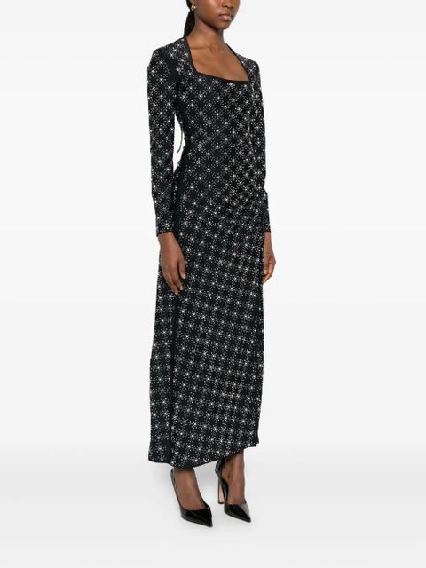 Maje square-neck patterned dress - Black
