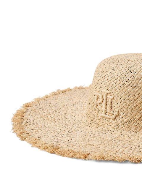 Lauren Ralph Lauren frayed-brim logo-embroidered sun hat - Neutrals