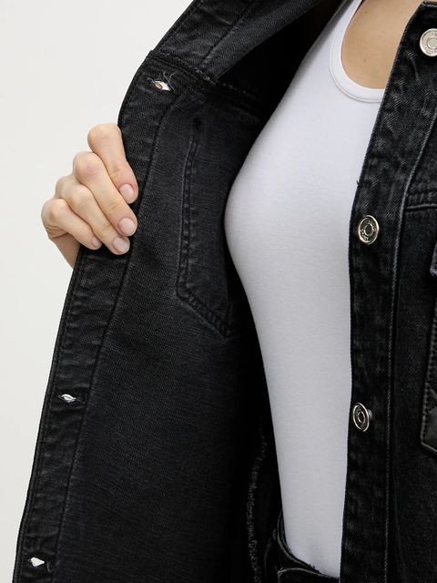 Liu Jo kurtka jeansowa kolor czarny przejściowa oversize UF5111.D4927