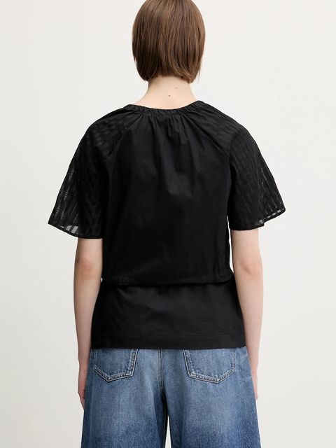 Samsoe Samsoe bluzka bawełniana Satoma damska kolor czarny gładka F25100007