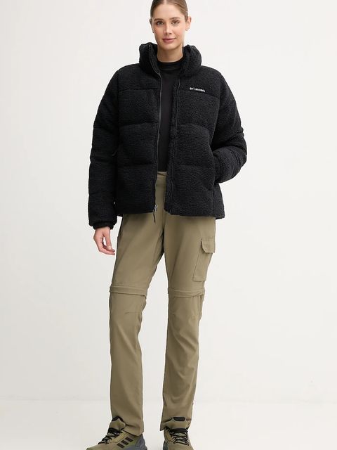 Columbia kurtka Puffect Sherpa damska kolor czarny zimowa oversize 2089231