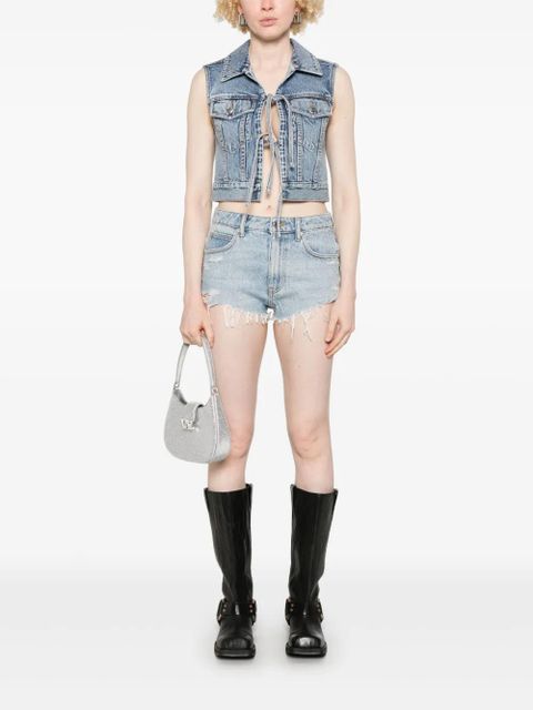 Alexander Wang rhinestoned frayed shorts - Blue