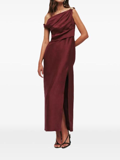 Aje Bridgette asymmetric-shoulder slit midi dress - Red