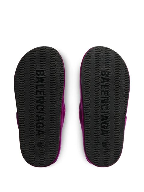 Balenciaga Jet Lag Thong velvet platform flip-flops - Purple