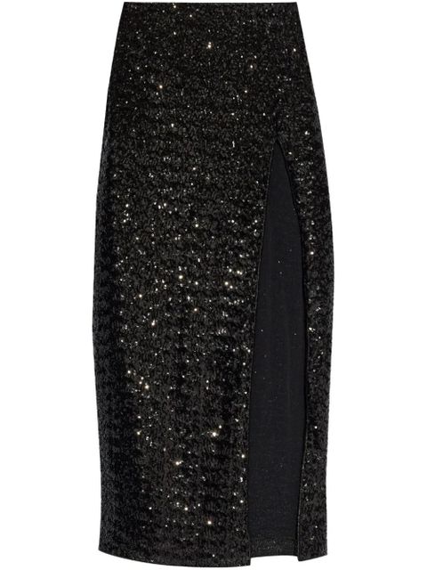 Oséree high-waisted sequin-embellished midi skirt - Black - zdjęcie produktu nr 1