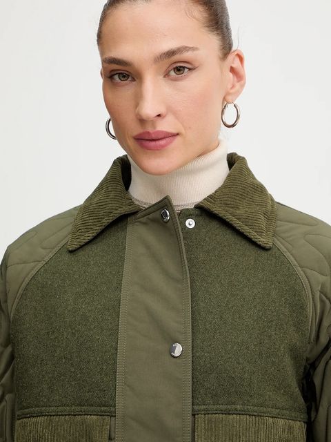 BOSS Orange kurtka z dodatkiem wełny kolor zielony przejściowa 50547326 - zdjęcie produktu nr 2