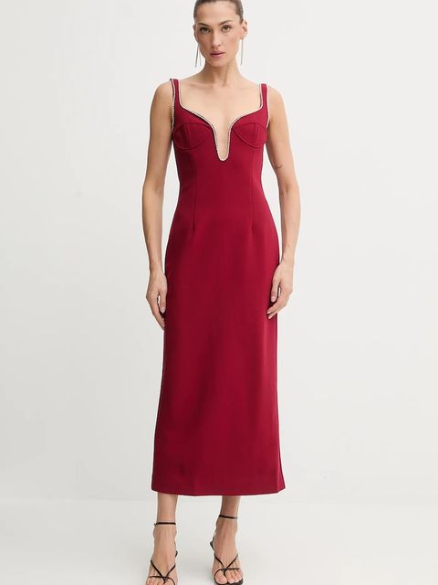 Bardot sukienka kolor bordowy maxi prosta 59009DB2