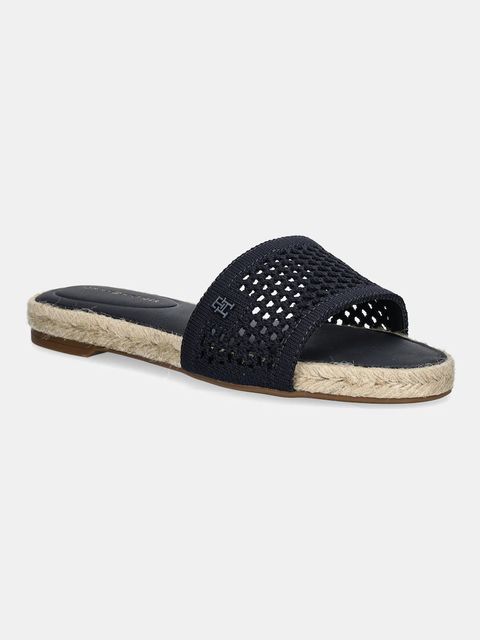 Tommy Hilfiger klapki KNIT MESH ESPADRILLE FLAT SANDAL damskie kolor granatowy FW0FW08744 - zdjęcie produktu nr 1