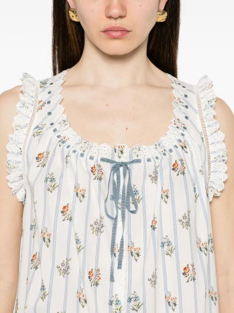 DÔEN Nessie floral-print ruffled mini dress - White