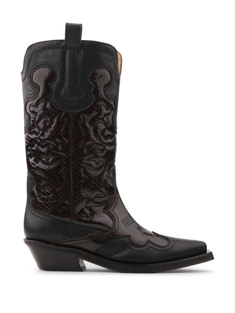 GANNI Western-style embroidered boots - Brown - zdjęcie produktu nr 1