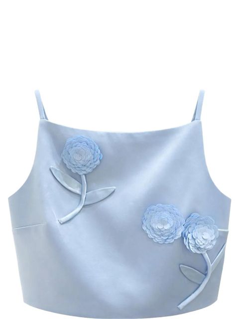 Self-Portrait sequin flower top - Blue - zdjęcie produktu nr 2