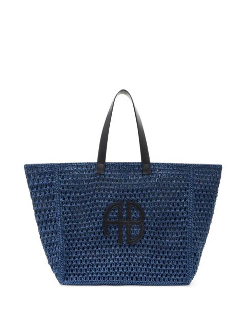 ANINE BING large Rio logo-appliqué tote bag - Blue - zdjęcie produktu nr 1