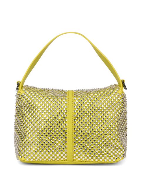 GCDS mini Mega Comma crystal-embellished logo-plaque shoulder bag - Yellow