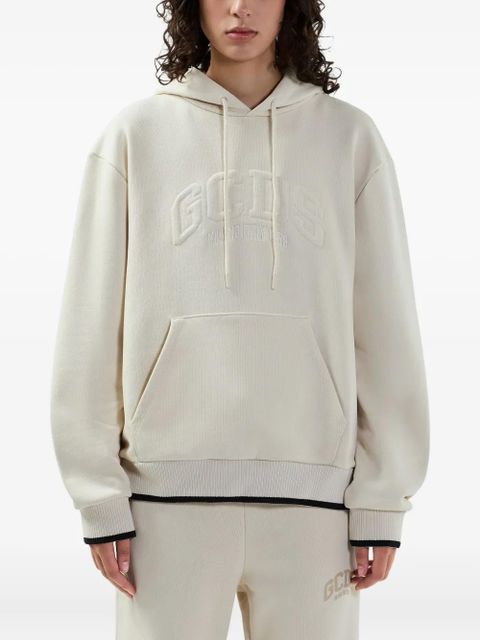 GCDS logo-embossed hoodie - Neutrals