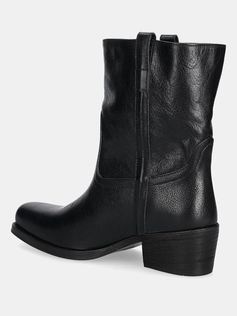 Weekend Max Mara botki skórzane Ranch damskie kolor czarny na słupku 2525796034600