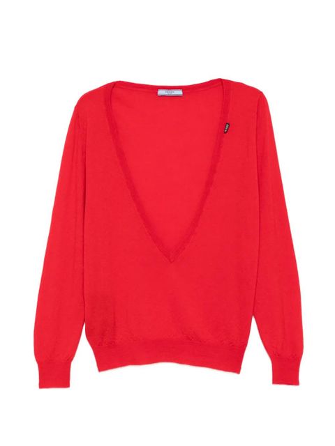 Prada V-neck cashmere sweater - Red - zdjęcie produktu nr 1