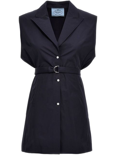 Prada belted poplin vest - Blue - zdjęcie produktu nr 1