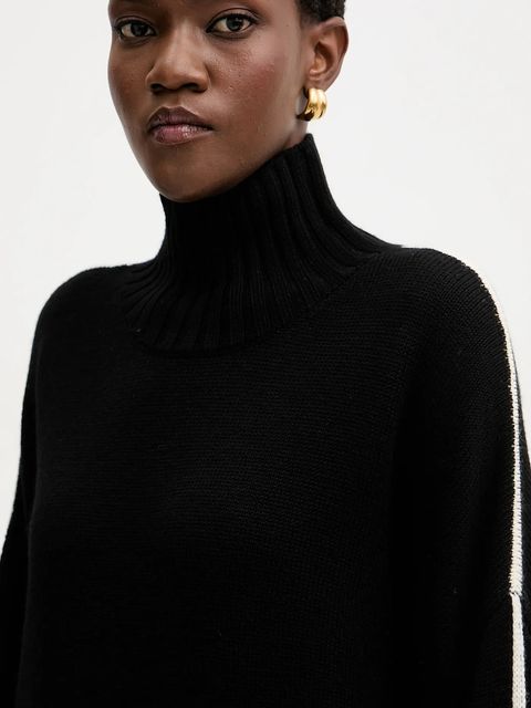 Pinko sweter wełniany damski kolor czarny lekki z golfem 105396 A2PL