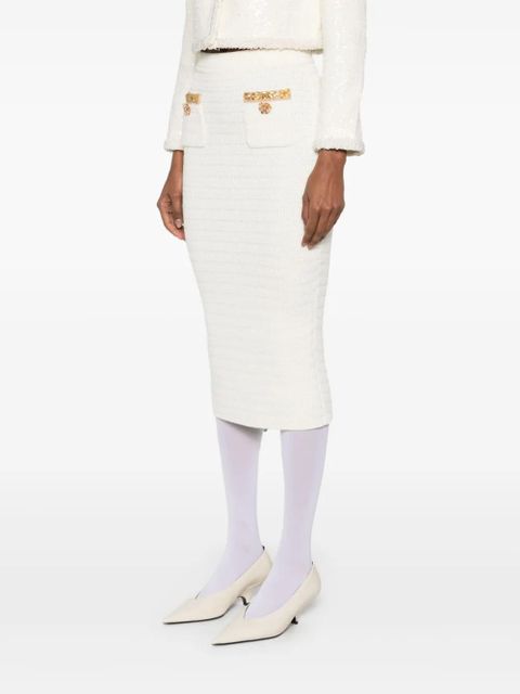 Self-Portrait lurex knitted midi skirt - Neutrals - zdjęcie produktu nr 2