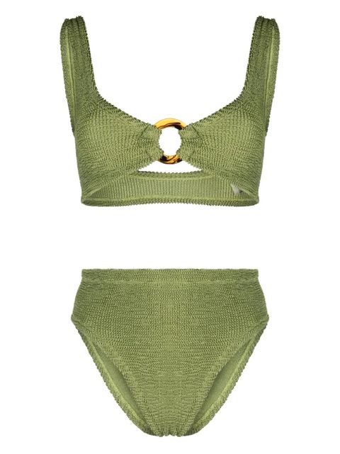 Hunza G high-waisted crinkled bikini set - Green