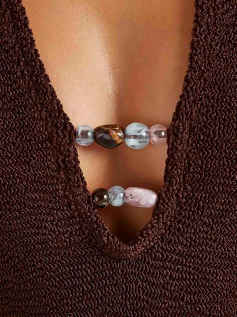 Hunza G Adriana beaded swimsuit - Brown