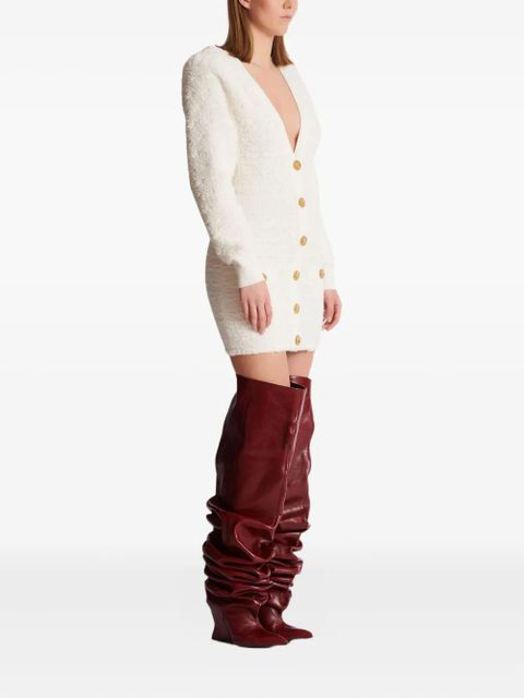 Balmain button-embellished tweed mini dress - White - zdjęcie produktu nr 2