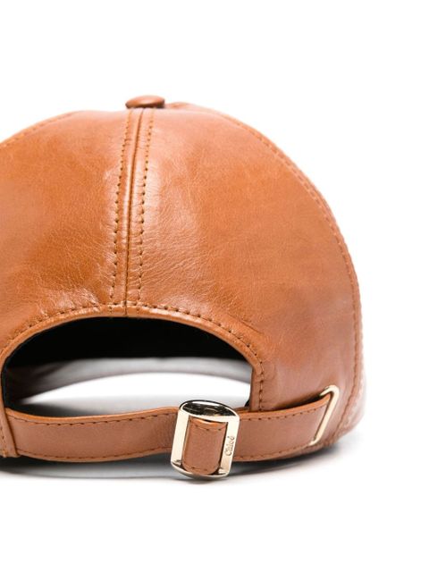 Chloé logo-embroidered leather cap - Brown - zdjęcie produktu nr 2