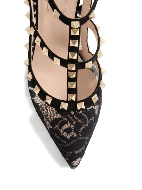 Valentino Garavani 100mm Rockstud lace pumps - Black