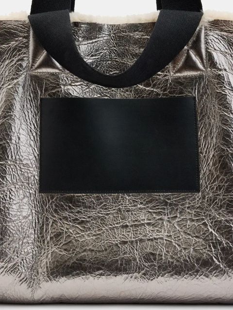 AllSaints torebka skórzana dwustronna IZZY SHEARLING kolor brązowy W056XB