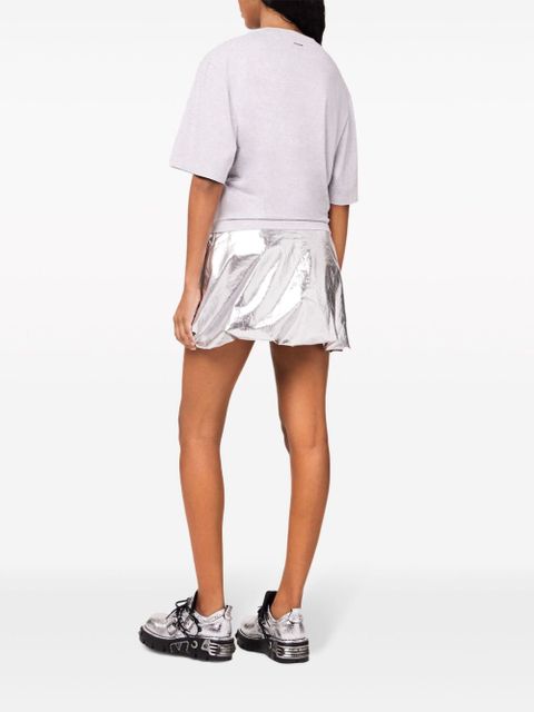 Rabanne gathered-detail cotton T-shirt - Grey