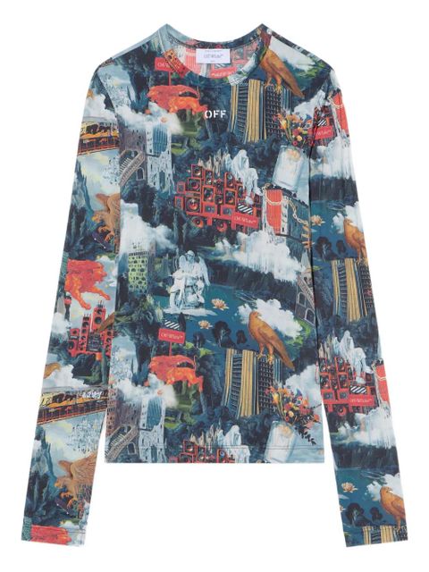 Off-White urban print long-sleeve top - Blue - zdjęcie produktu nr 1