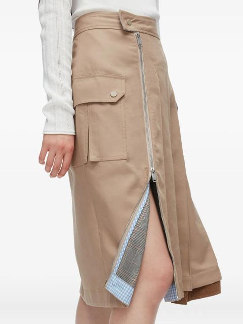 3.1 Phillip Lim zip-pleated cotton midi skirt - Neutrals