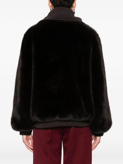 SANDRO faux-fur high-neck jacket - Brown - zdjęcie produktu nr 2
