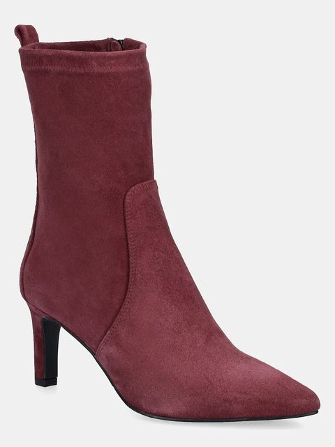 Answear.LAB botki zamszowe kolor bordowy na słupku - zdjęcie produktu nr 2