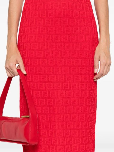 FENDI FF-jacquard dress - Red