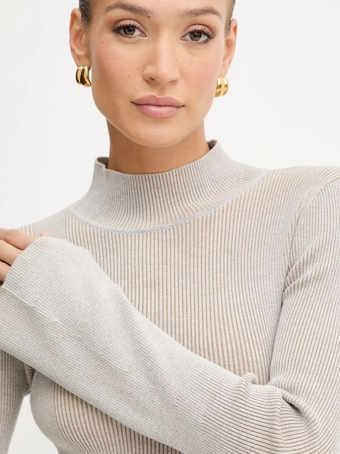 Silvian Heach sweter ANASI damski kolor szary lekki z półgolfem GPA25251LU