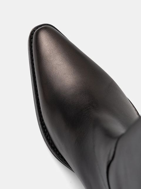 Tommy Hilfiger kozaki skórzane TH COWBOY LEATHER LONG BOOT damskie kolor czarny na słupku FW0FW09157