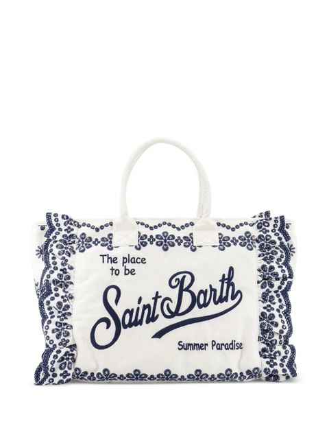 MC2 Saint Barth broderie anglaise ruffled tote bag - White - zdjęcie produktu nr 1