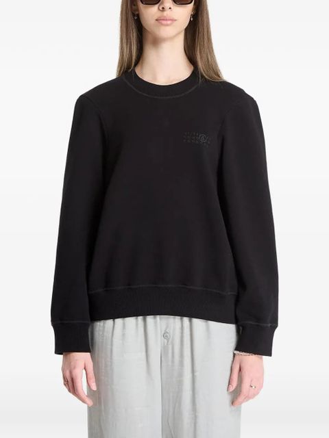 MM6 Maison Margiela logo-embroidered ribbed-trim sweatshirt - Black - zdjęcie produktu nr 1
