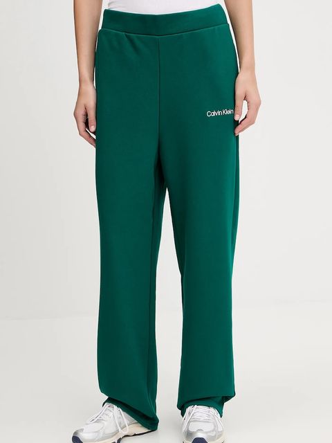 Calvin Klein Performance spodnie dresowe damskie kolor zielony gładkie LVGWF5P627 - zdjęcie produktu nr 1