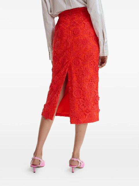 Essentiel Antwerp floral rhinestone midi skirt - Red