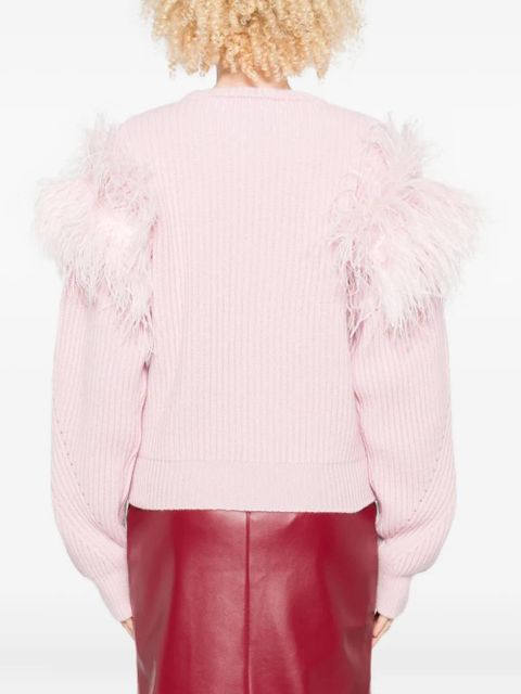 Blumarine feather-detail ribbed sweater - Pink