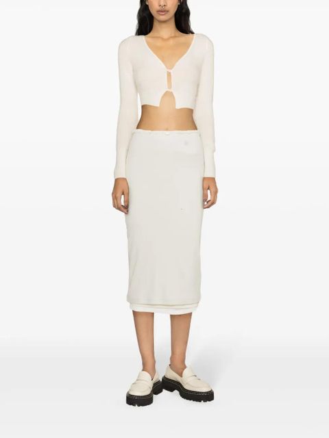 Jil Sander + layered cotton midi skirt - Neutrals - zdjęcie produktu nr 2