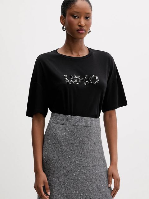 Liu Jo t-shirt bawełniany damski kolor czarny MF5347 JS923 - zdjęcie produktu nr 1