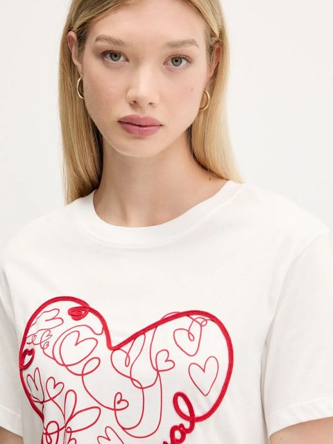 Desigual t-shirt bawełniany ROMA damski kolor biały 25WWTK50